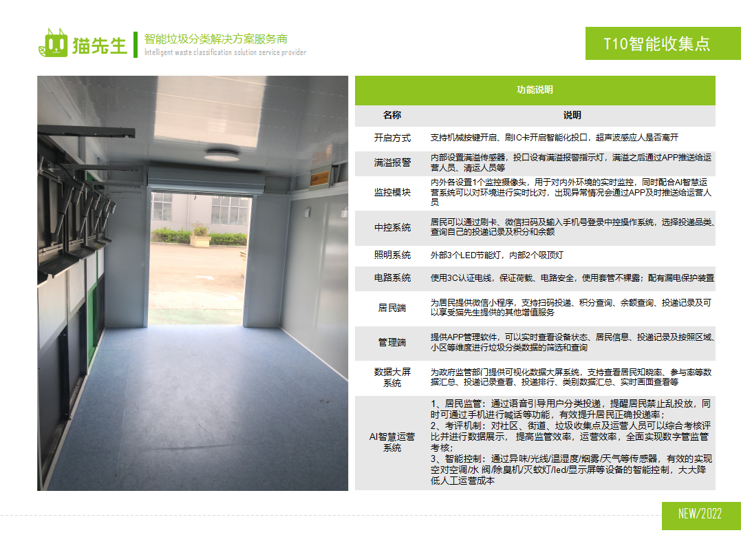 貓先生智能垃圾分類房，定時(shí)定點(diǎn)垃圾收集站 ，垃圾房功能說明